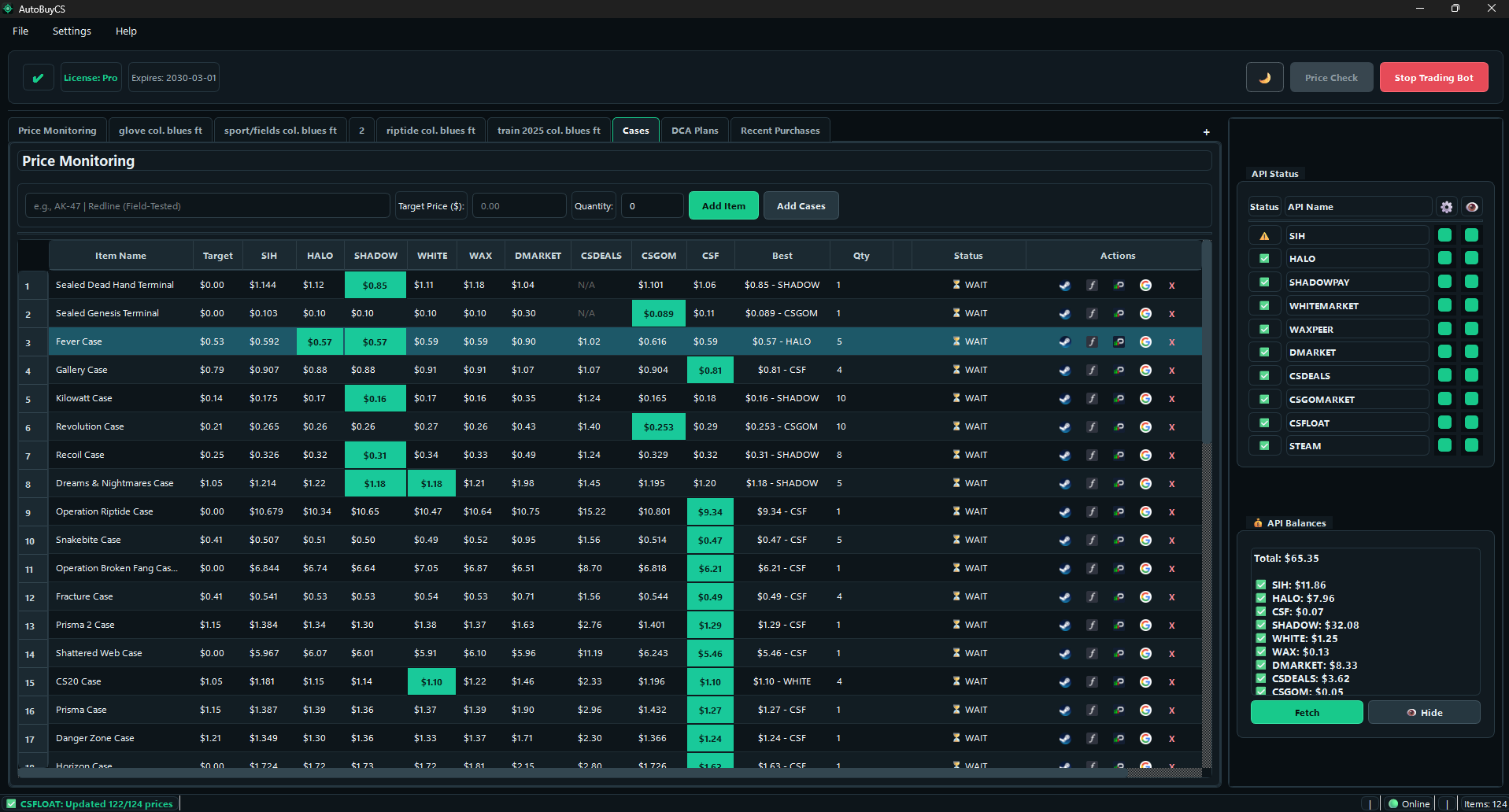 AutoBuyCS price monitoring dashboard